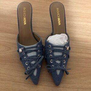 Denim heels
